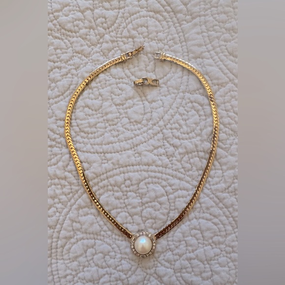 Vintage 80’s Nina Ricci pearl choker necklace and earring set stamped - Picture 1 of 6